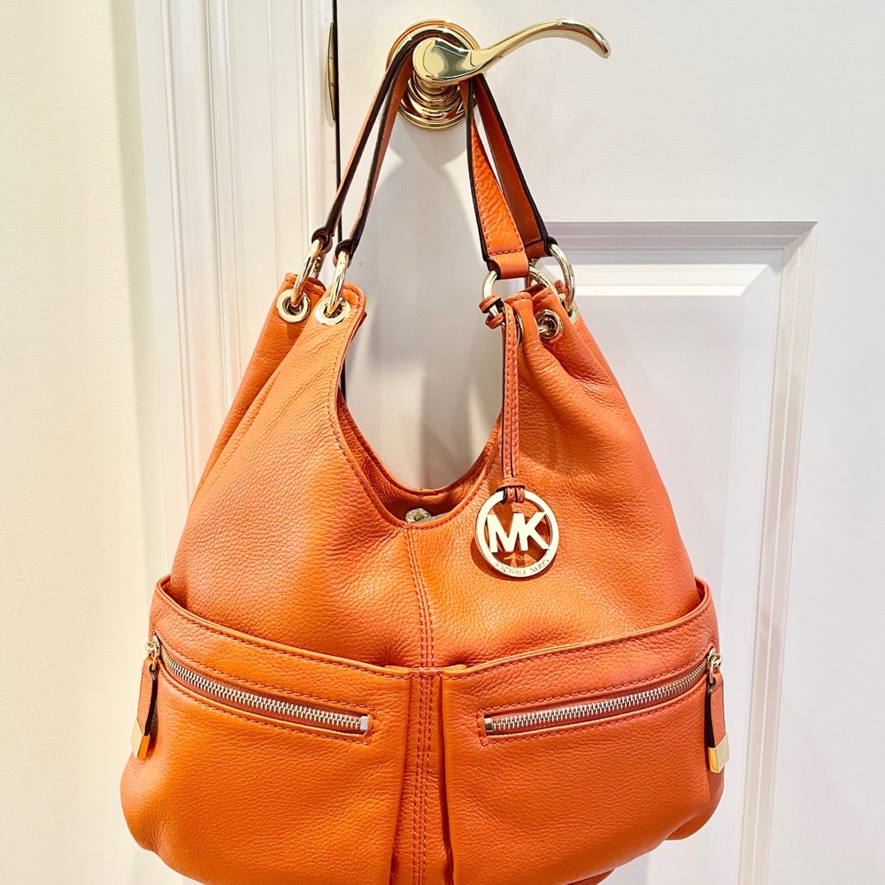 Micheal Kors orange leather layton hobo. - Picture 3 of 10